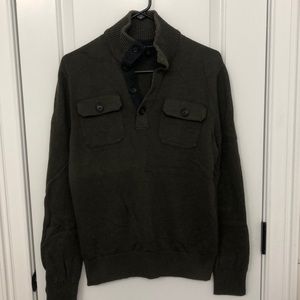 Olive green half zip (button) sweater